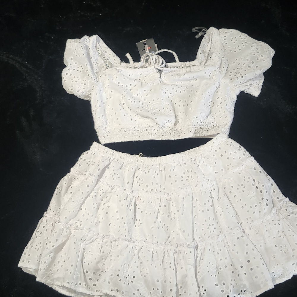 Sioni White Eyelet Mini Dress